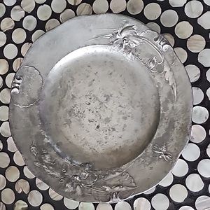 Antique Art Nouveau Pewter Plate / Dish